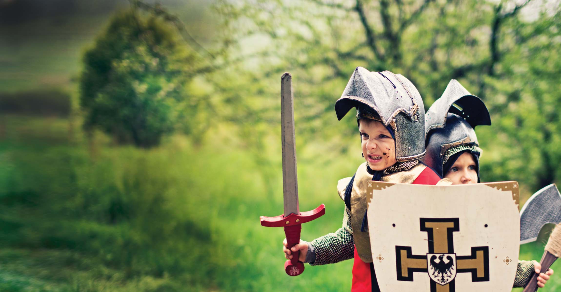 children playing knights