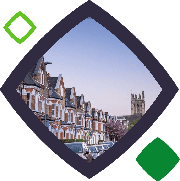 Street with church in squircle